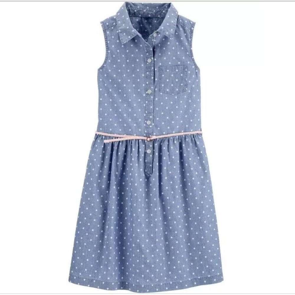 Carter's Girls Polka Dot Chambray Dress Sizes 4T, 5T, 5, 6/6X NWT